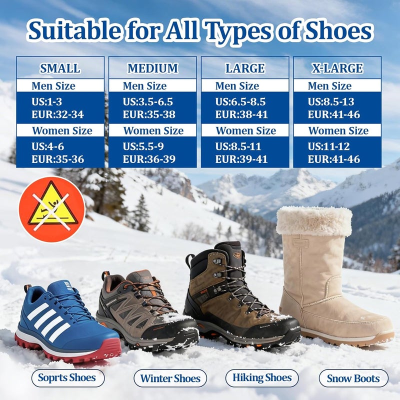 Grectek Light Ice Snow Grips Cleat Crampons Over Shoe Boot Traction Cleat Slip-on Stretch Footwear - Image 4